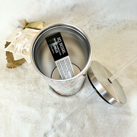 New with tags INSULATED STAINLESS STEEL TUMBLER double walled 17oz pink, green - Picture 3 of 4